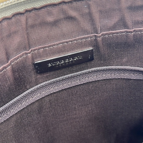 BURBERRY LONDON BEIGE TONAL STITCH COLOR BLOCK LEATHER SHOULDER BAG PURSE - Picture 10 of 14